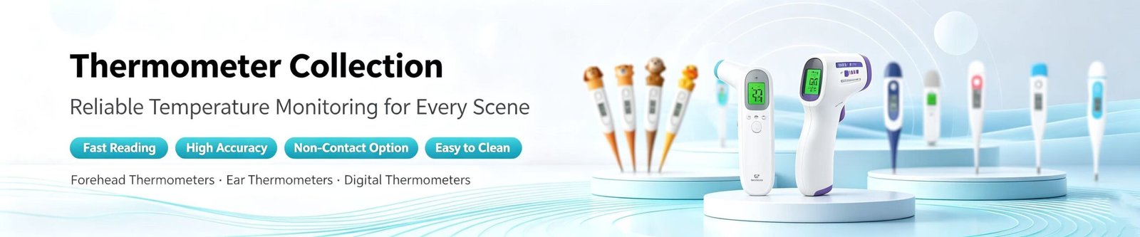 Ekoark Health medical devices wholesale banner, digital thermometer and home healthcare equipment