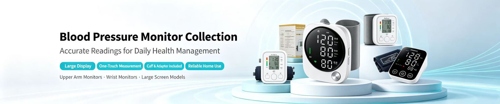 Ekoark Health medical devices wholesale banner, blood pressure monitor and home healthcare equipment